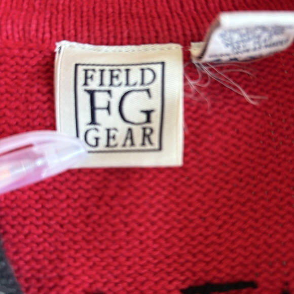 Vintage 90s Field Gear Cardigan Women's Size Small Red Winter Sports Holiday Zip - Picture 9 of 11
